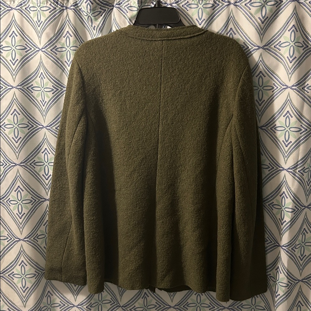 EUC CHICO’S Deep Olive Boiled Wool Blazer or Jacket Depending on Occasion, GREAT - Picture 6 of 16